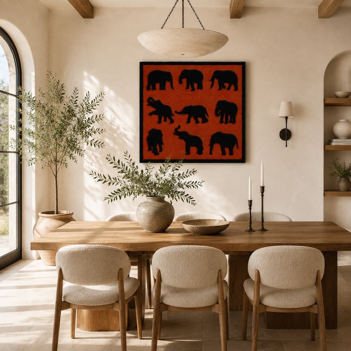 Hewn Earth Desert Garden wall art featuring vibrant desert landscape with cacti and warm earthy tones, suitable for wall decor.