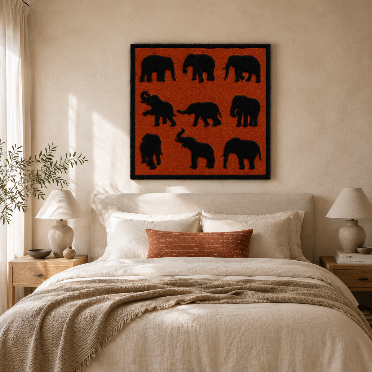 Desert Garden wall art by Hewn Earth featuring a vibrant desert landscape with cacti and warm tones, perfect for home decor.