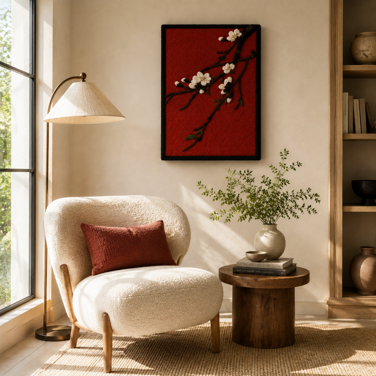 White Horse Plaid wall art by Hewn Earth featuring a detailed white horse illustration on a plaid background.