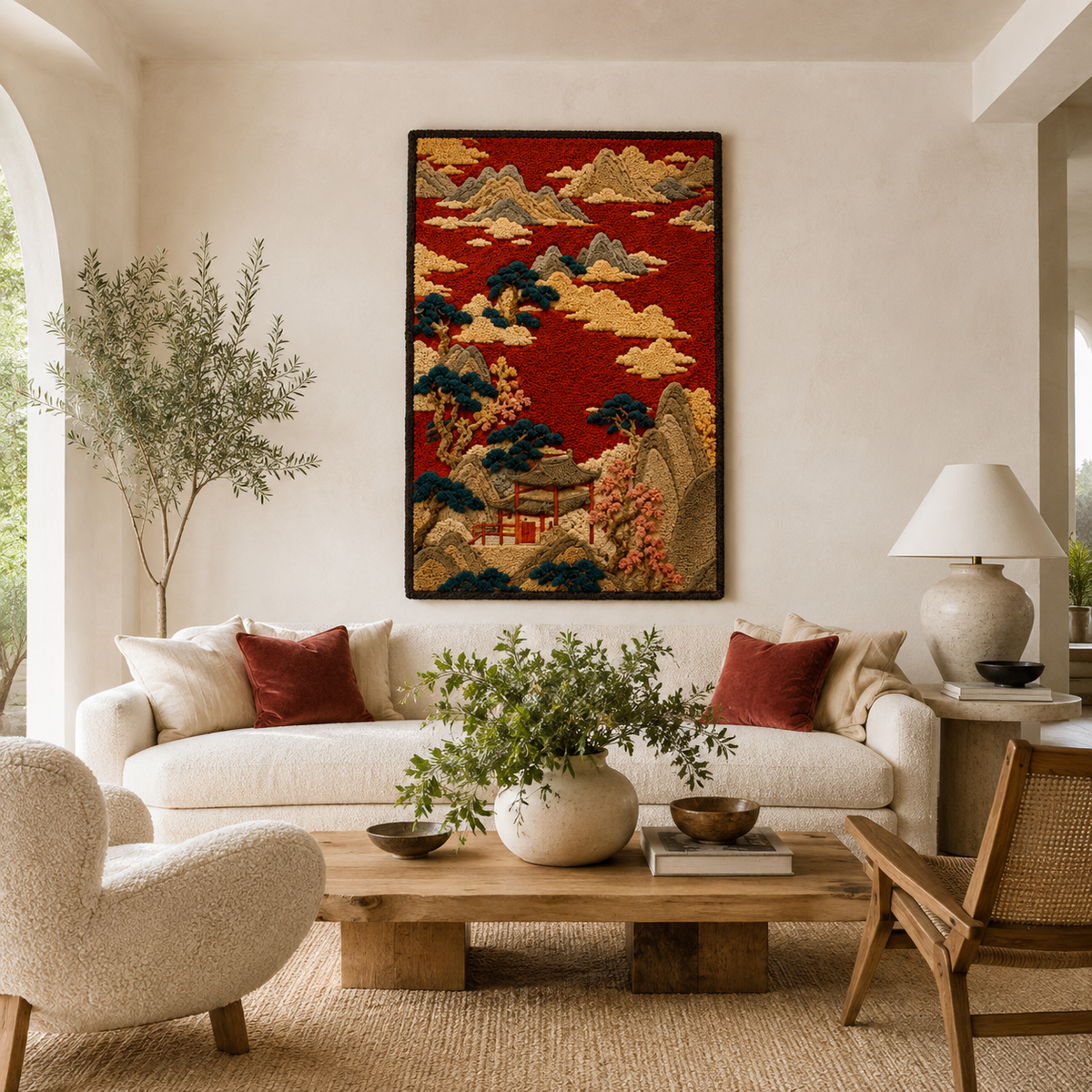 Hewn Earth Basket Weave wall art featuring a textured woven design in neutral tones, ideal for modern interior decor.