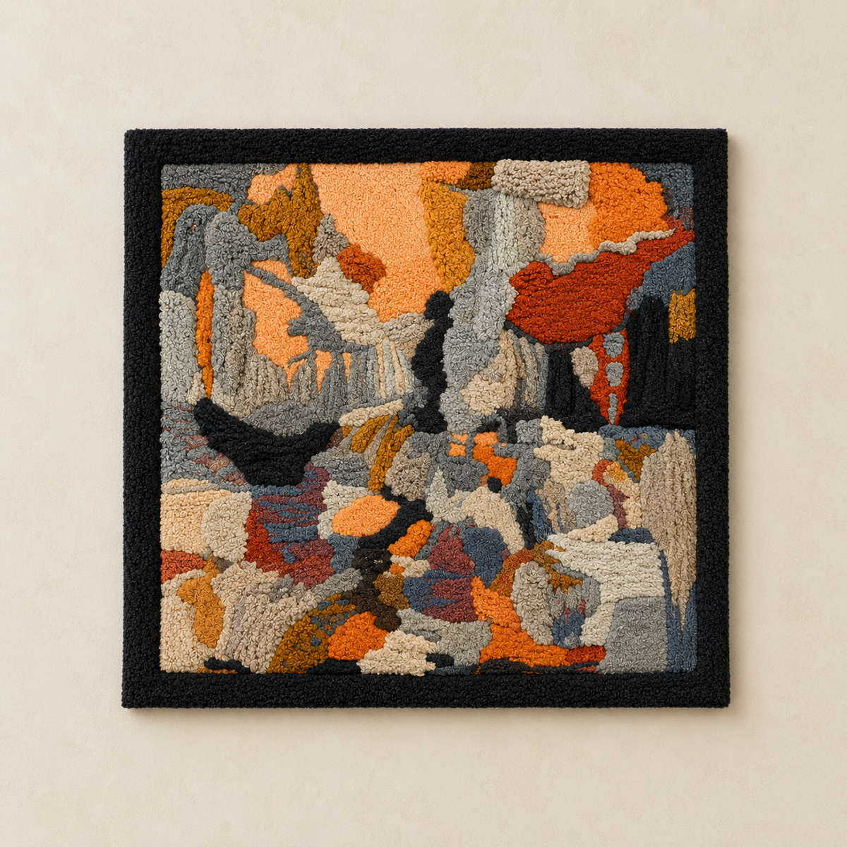 Hewn Earth Mountain Temple wall art featuring a serene mountain landscape with temple structures in a natural setting