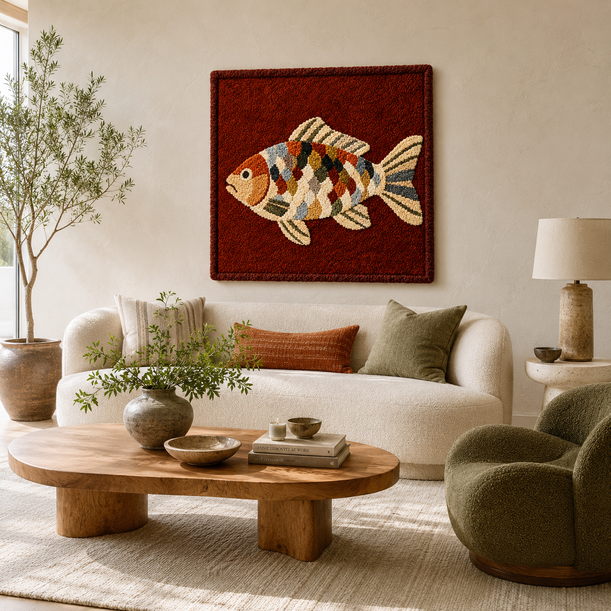 Close-up of Hewn Earth Cloud Garden Red wall art featuring vibrant red and textured details on a sleek surface.