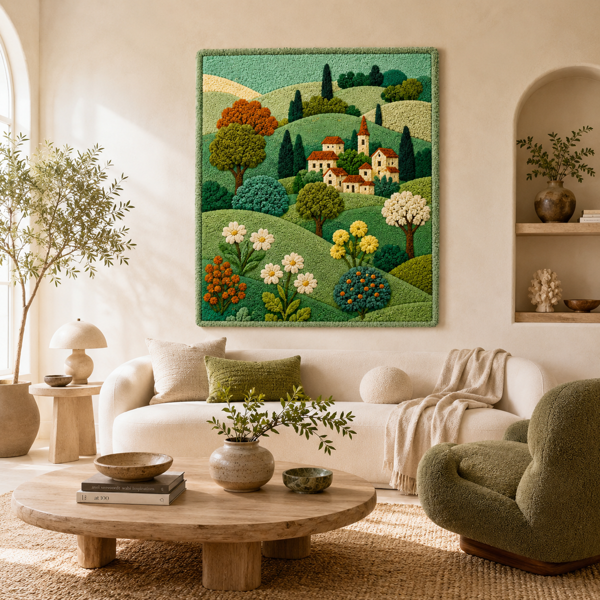 Hewn Earth Ink Mountains wall art featuring abstract ink mountain designs on a canvas, modern home decor wall hanging.
