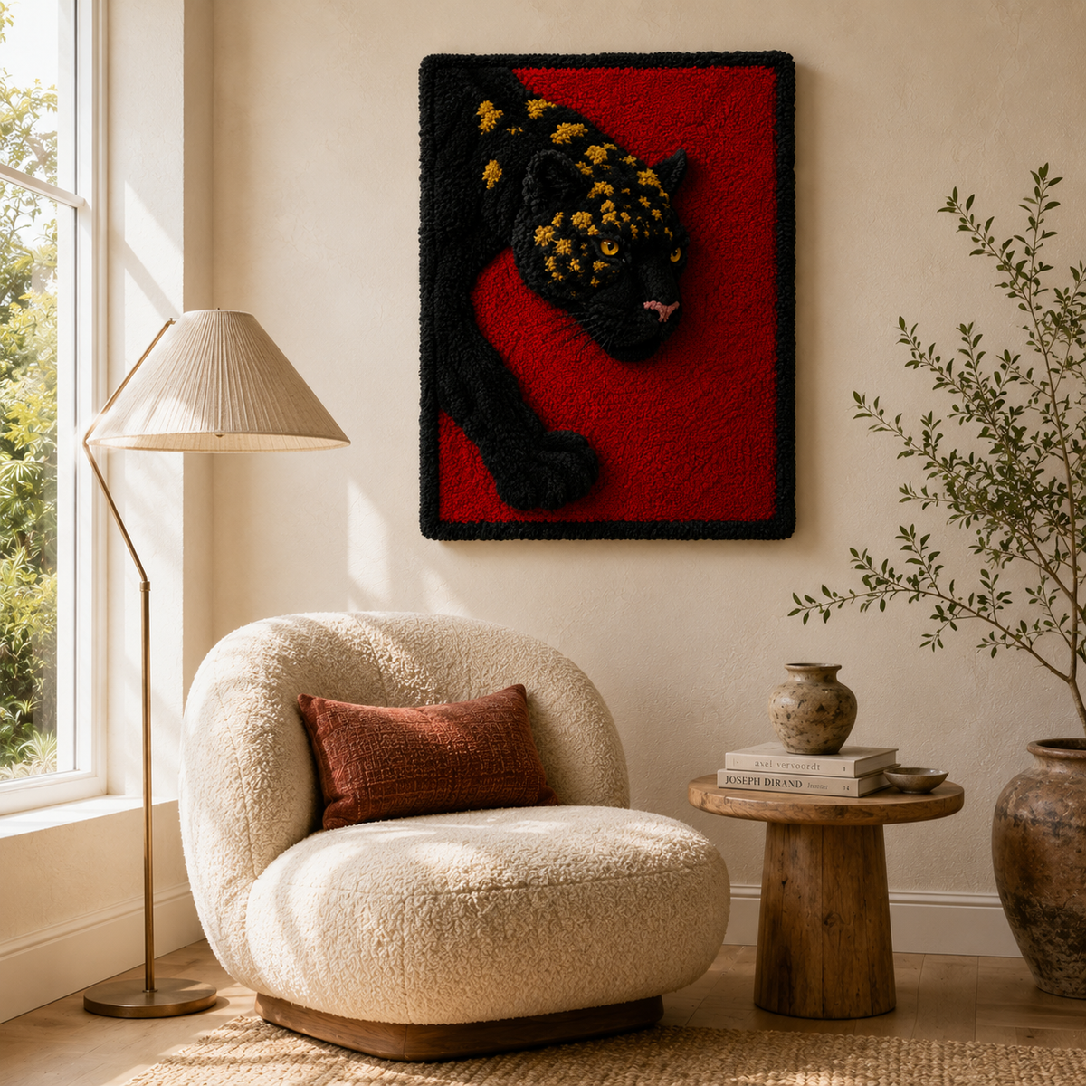 Close-up of Hewn Earth Forest River wall art featuring natural wood textures and detailed forest landscape design.