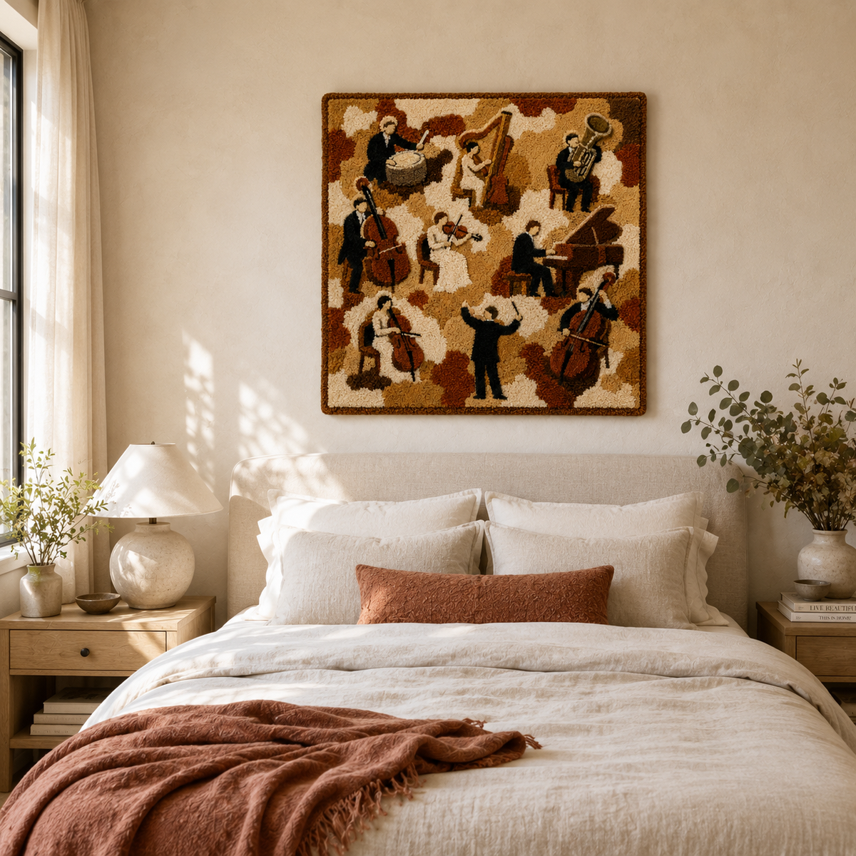 Italian Hills wall art by Hewn Earth featuring a scenic landscape with rolling hills and vibrant colors.
