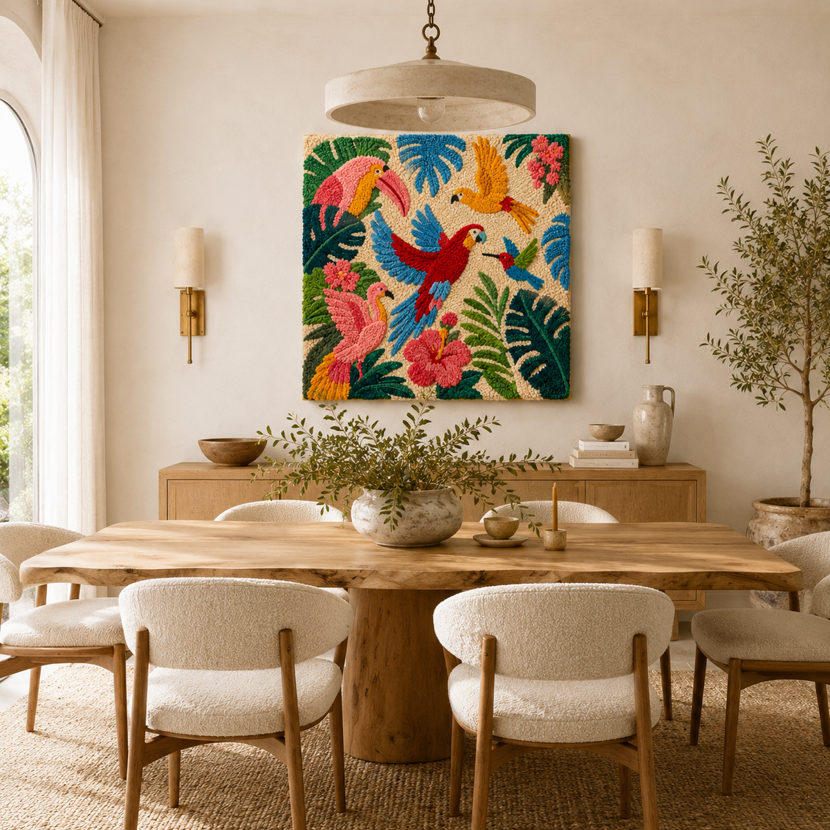 Hewn Earth floral panther wall art featuring vibrant floral patterns on a sleek black background.