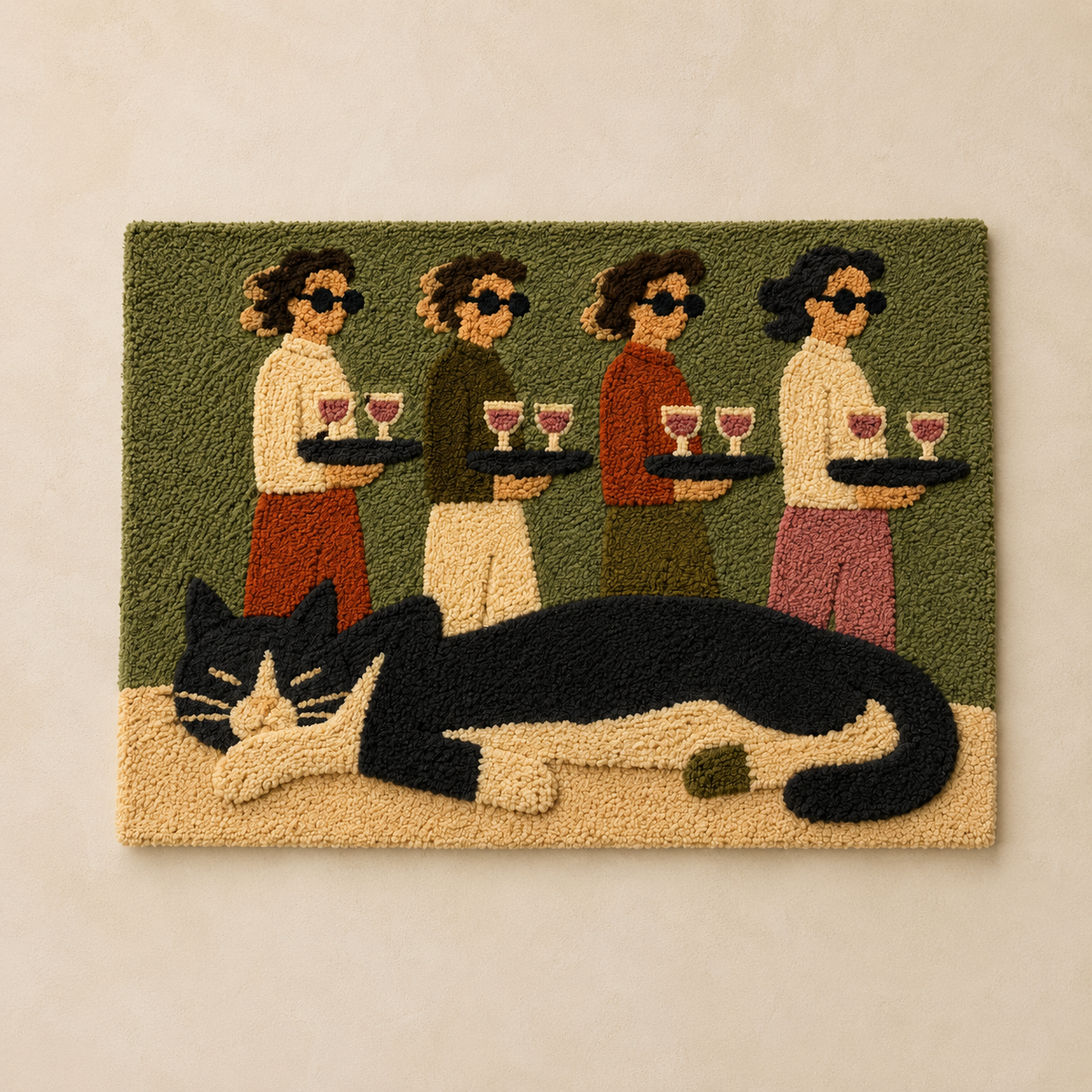 Close-up of Hewn Earth Red Panther wall art featuring detailed, vibrant red feline imagery on a textured background.