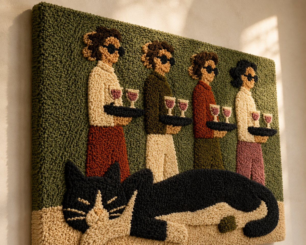 Red Panther wall art by Hewn Earth featuring a striking, stylized panther design on a textured background.