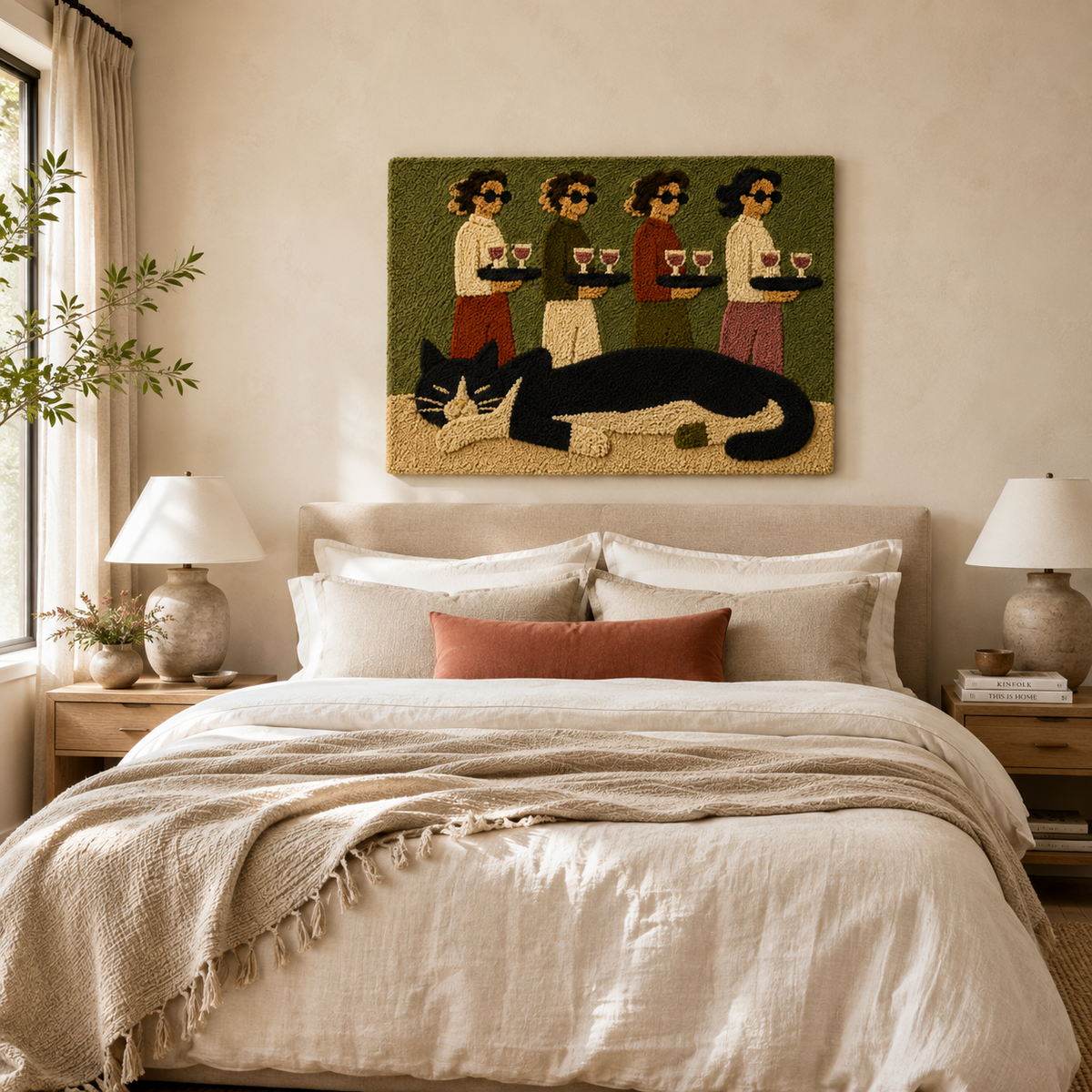 Red Panther wall art by Hewn Earth featuring a striking red panther illustration on a neutral background.