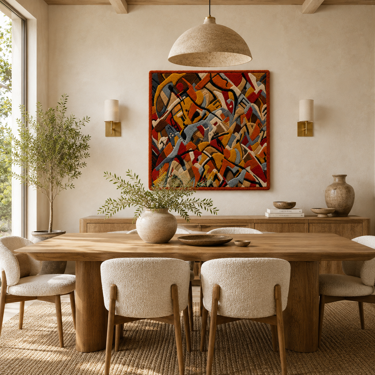 Jazz Cats wall art by Hewn Earth featuring colorful, playful cat illustrations on a modern wall decor piece.