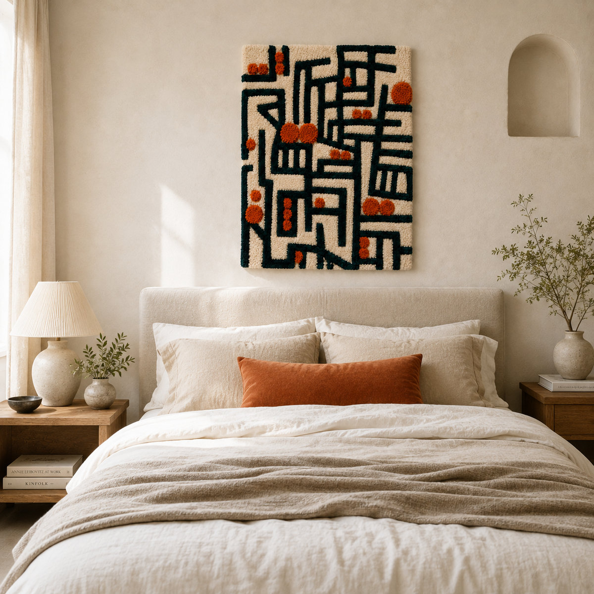 Colorful tropical parrots wall art by Hewn Earth featuring vibrant parrots perched among lush green foliage.