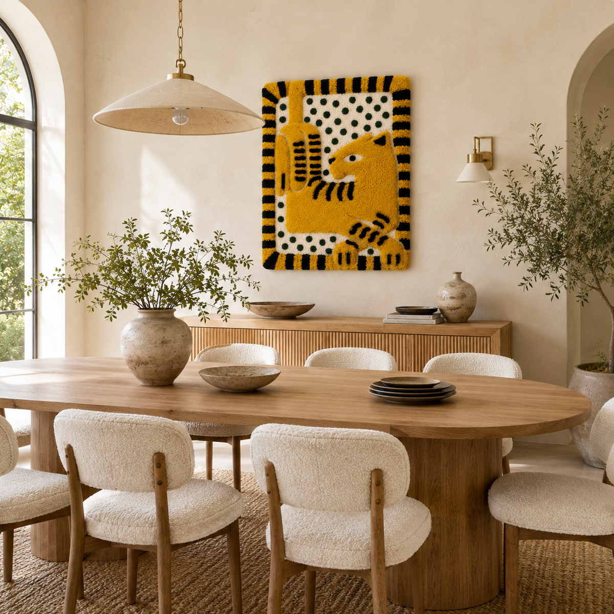 Hewn Earth wall art featuring a cafe server illustration, showcasing a detailed, artistic depiction of a cafe scene in a rustic style.