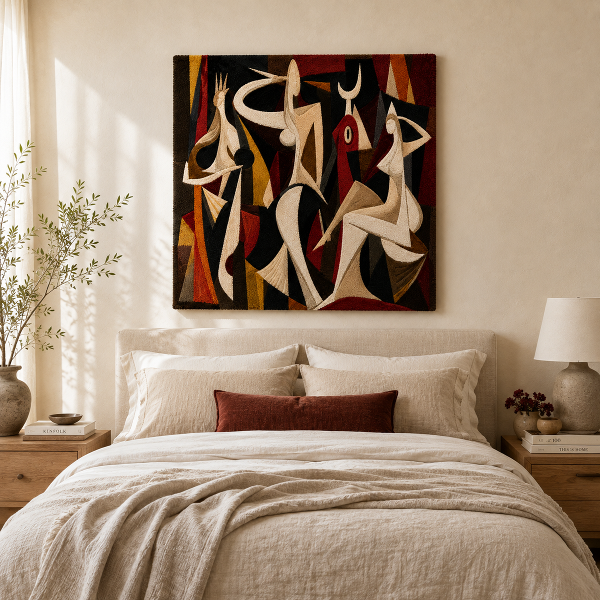 Hewn Earth Graphic Maze wall art featuring intricate geometric patterns on a neutral background.