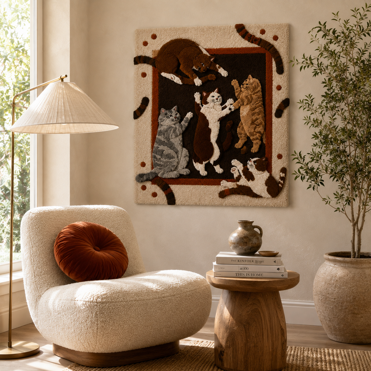 Close-up of Hewn Earth painted horses wall art showing detailed, colorful horse designs on a textured canvas.