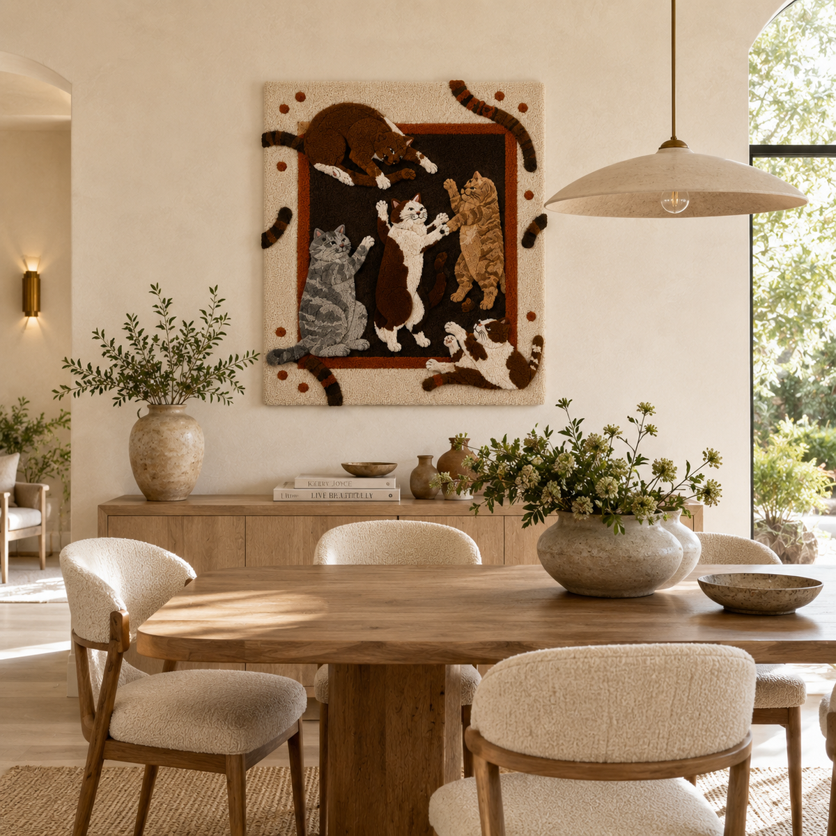 Painted horses wall art by Hewn Earth featuring colorful horse illustrations on a decorative wall art piece.