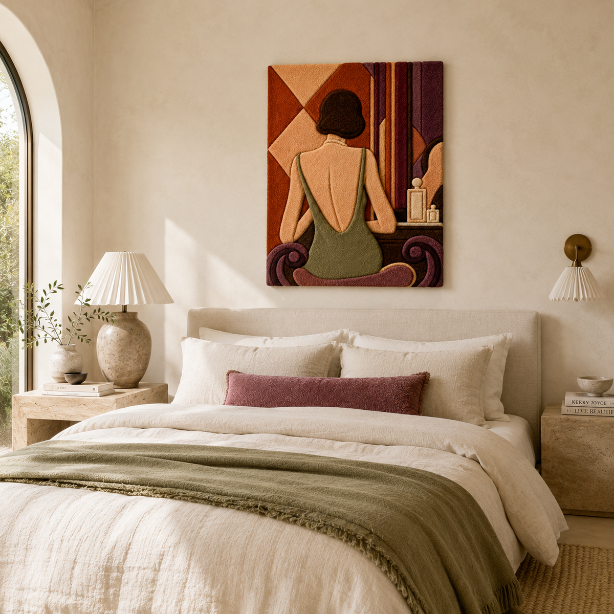 Colorful Hewn Earth Dancing Figures wall art featuring abstract human dance poses, perfect for modern home decor.