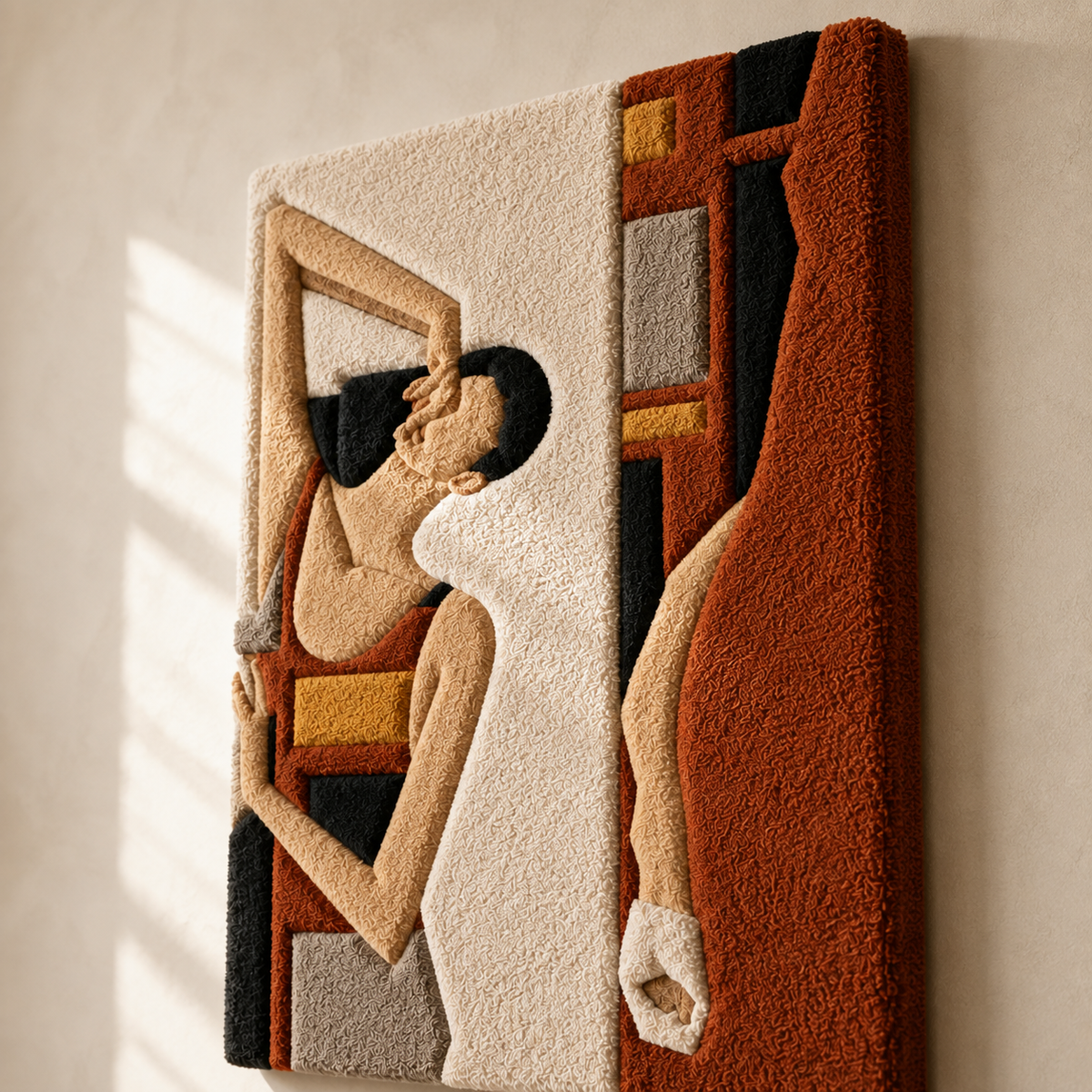 Hewn Earth Campfire Dance wall art featuring a vibrant, abstract design with warm colors, ideal for rustic or nature-inspired decor.
