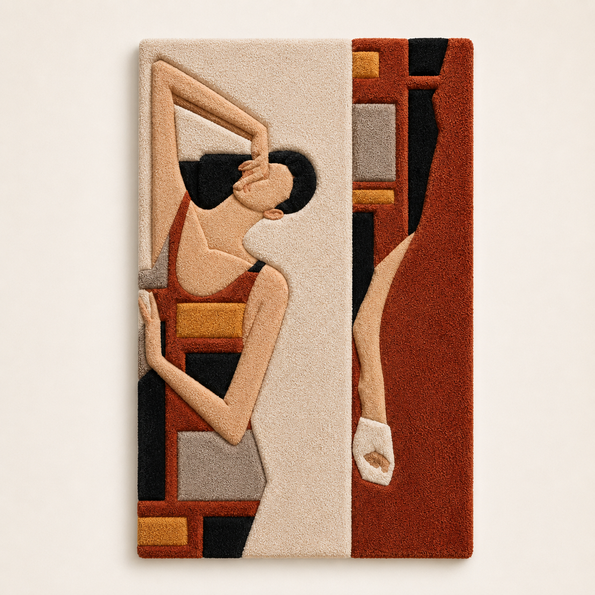 Hewn Earth Campfire Dance wall art featuring a vibrant, colorful depiction of a lively campfire scene on a wall.