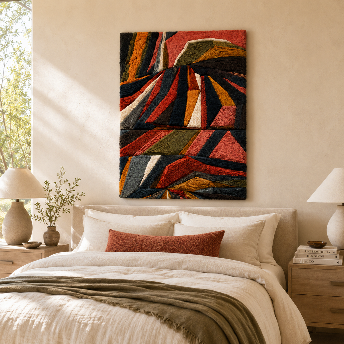 Hewn Earth Garden Cats wall art featuring colorful cat illustrations on a decorative wall display.