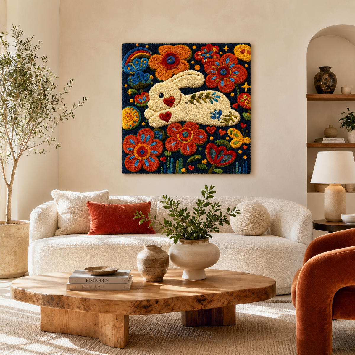Colorful Rainbow Current wall art by Hewn Earth featuring vibrant, flowing abstract design on a light background.