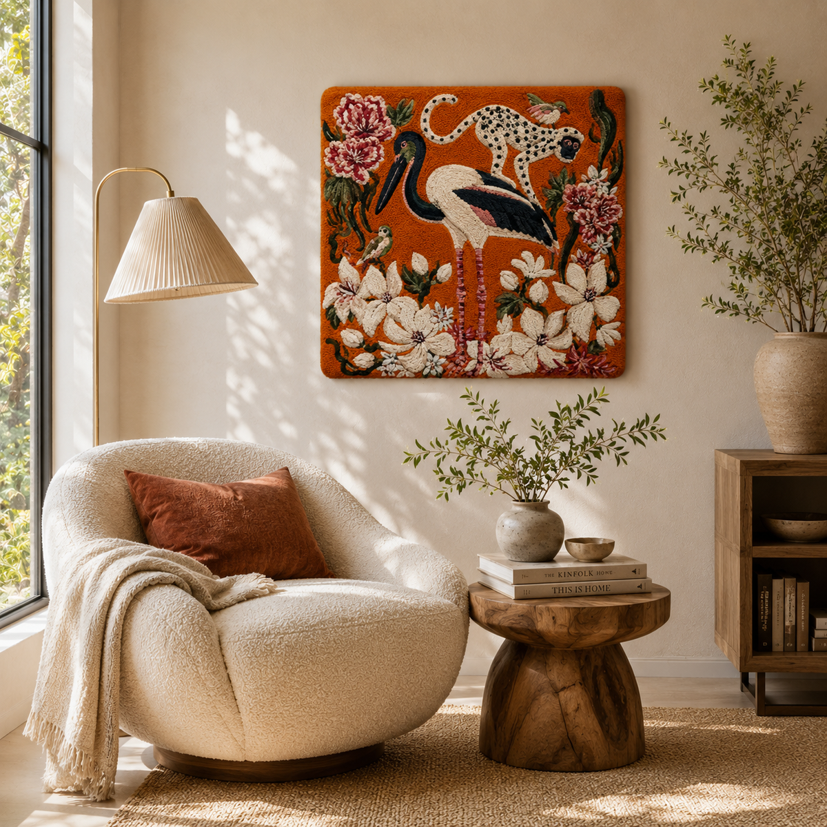 Close-up of Hewn Earth Moonlit Drummer wall art featuring a detailed moonlit drummer figure in textured wall decor.