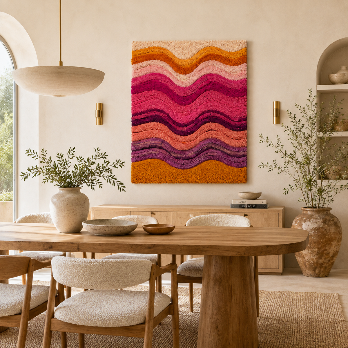 Hewn Earth Desert Pines wall art featuring a scenic landscape with tall pine trees and desert terrain in a natural style.