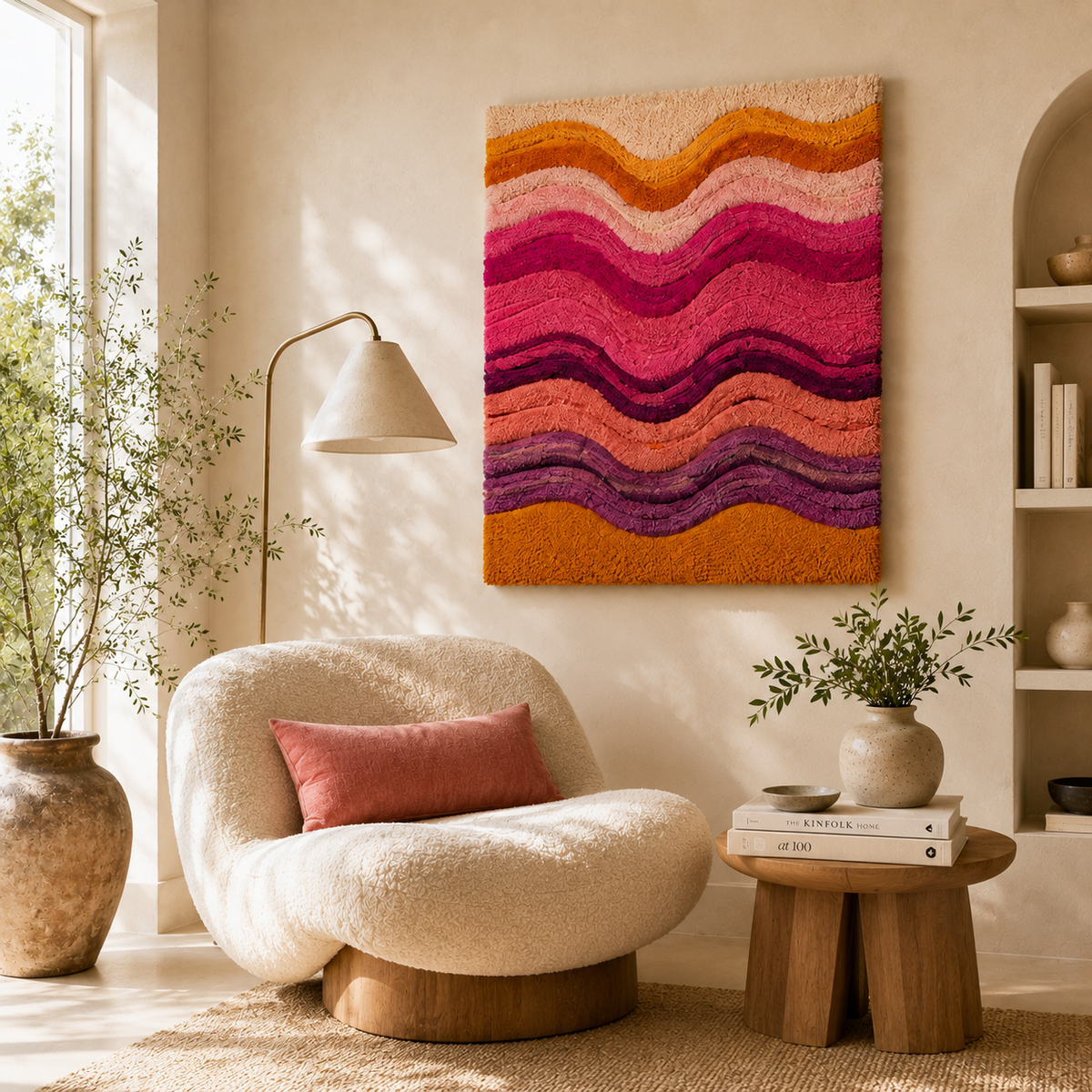 Desert Pines wall art by Hewn Earth, featuring a natural desert landscape with pine trees in earthy tones.