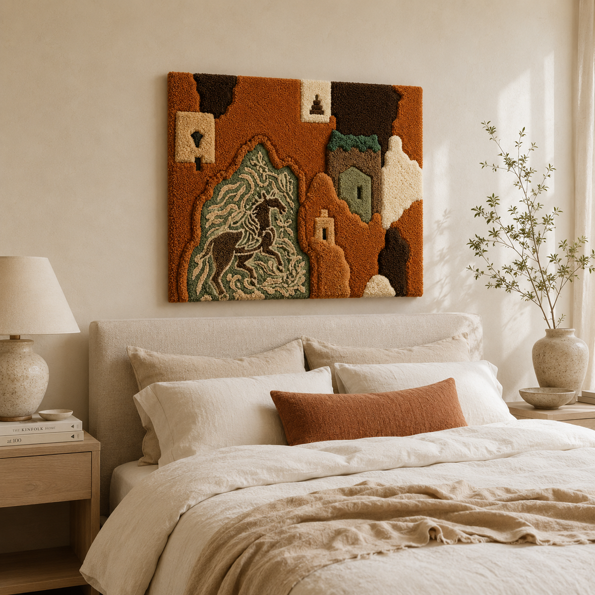 Mountain Pine wall art by Hewn Earth featuring a detailed illustration of a pine tree on textured canvas.