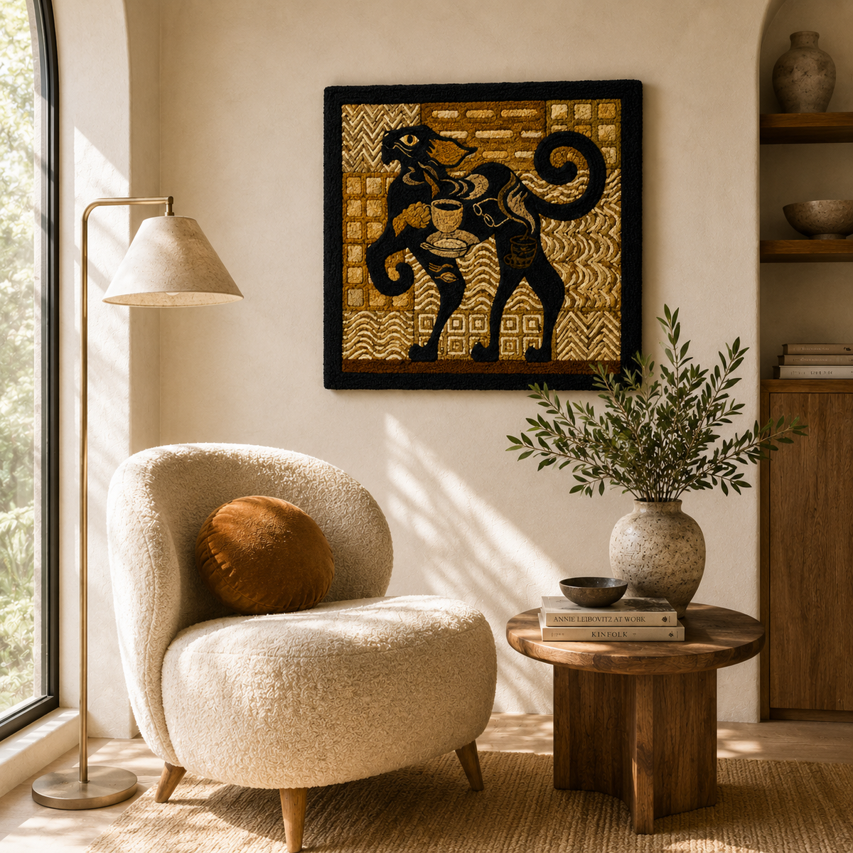 Hewn Earth Reading Corner wall art featuring a cozy reading nook with books and warm tones, perfect for home decor.