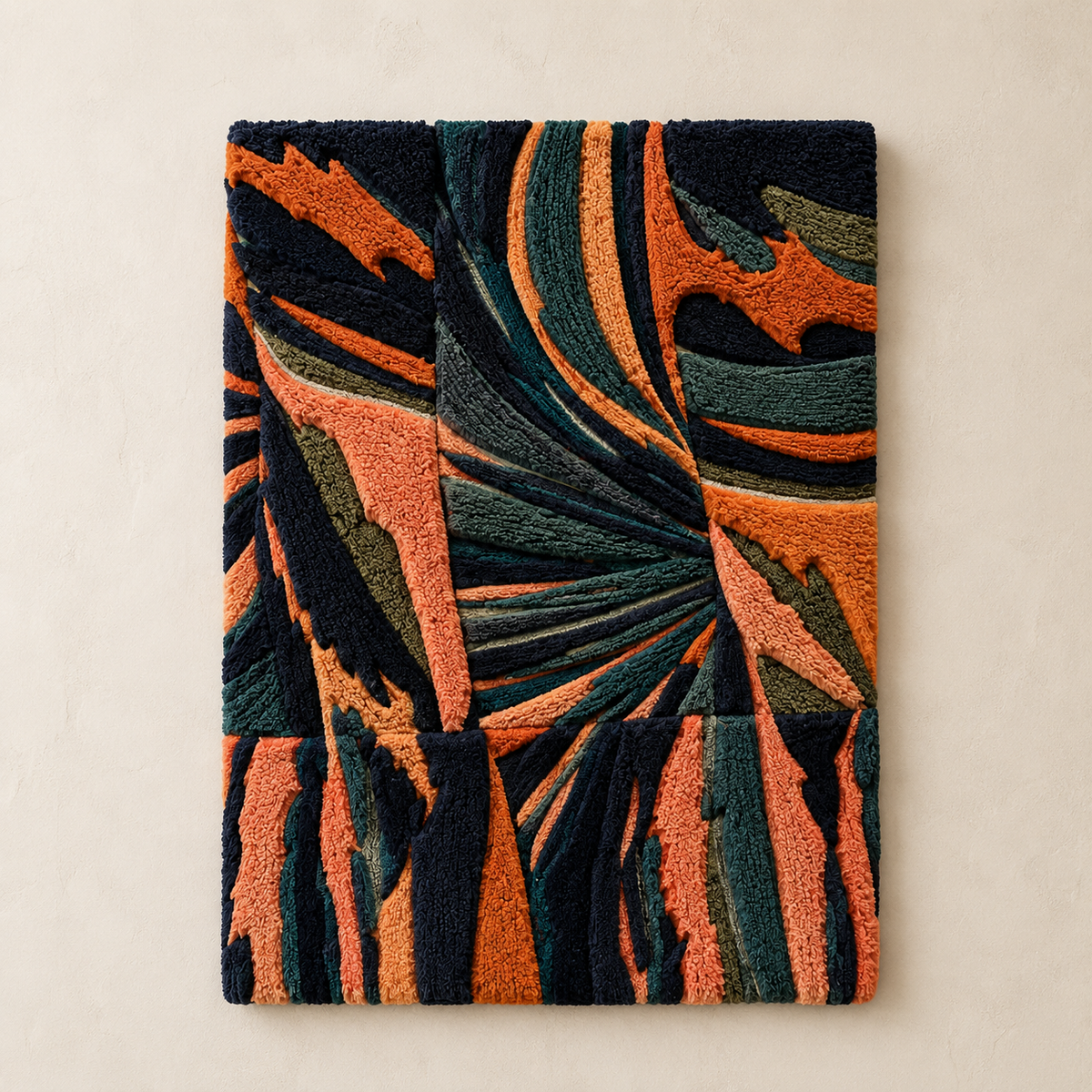 Abstract cubist wall art by Hewn Earth featuring geometric shapes and muted colors, suitable for modern interior decor.