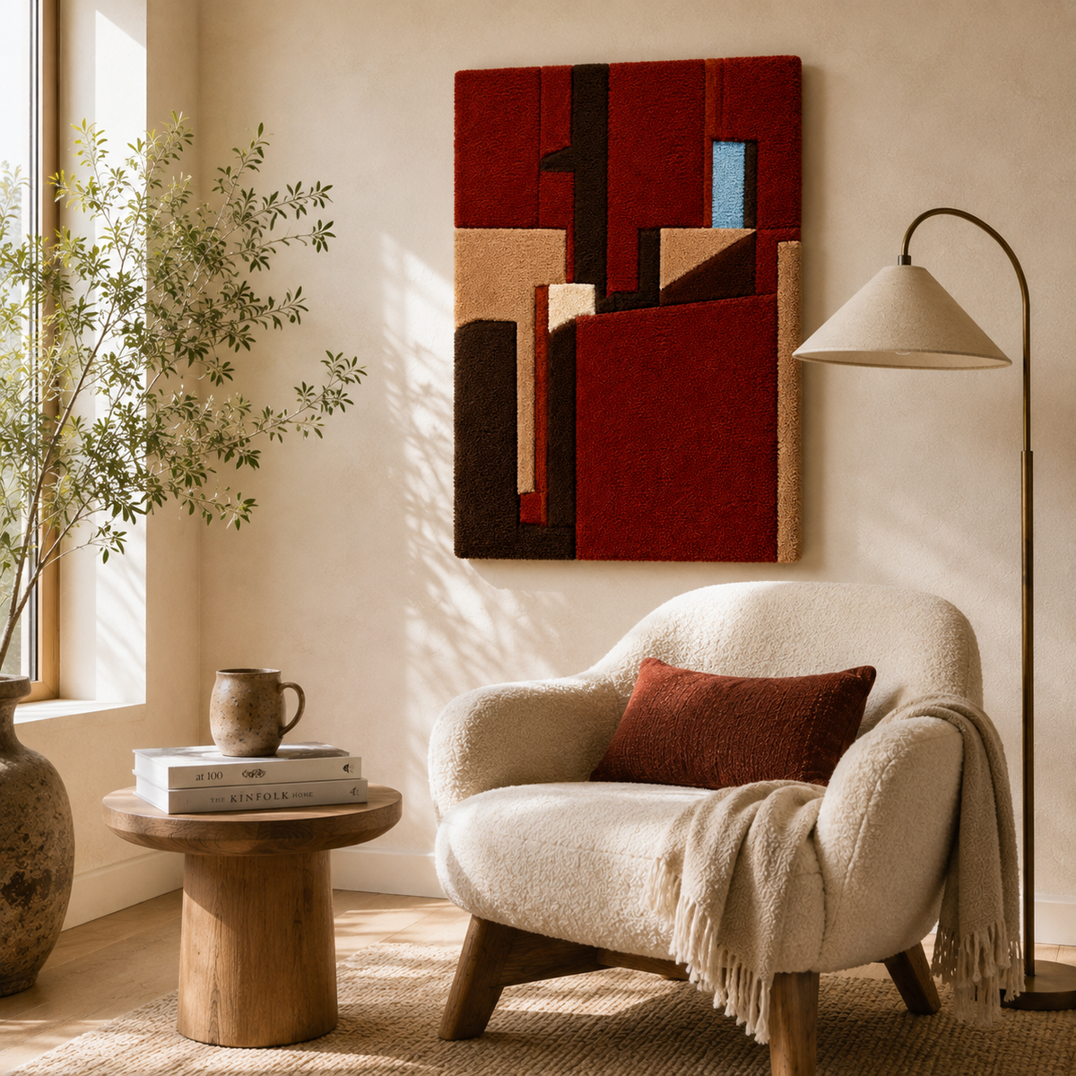 Hewn Earth resting figure wall art depicting a peaceful human figure in a calm resting pose, in earthy tones.