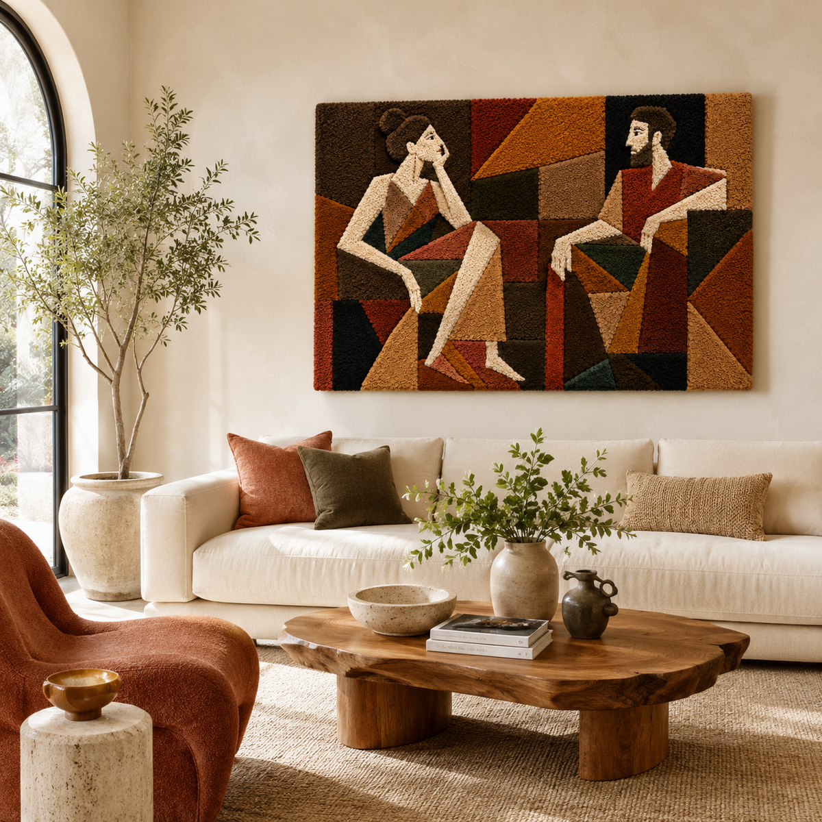 Hewn Earth Afterglow Aviary wall art featuring vibrant, colorful bird illustrations on a neutral background.