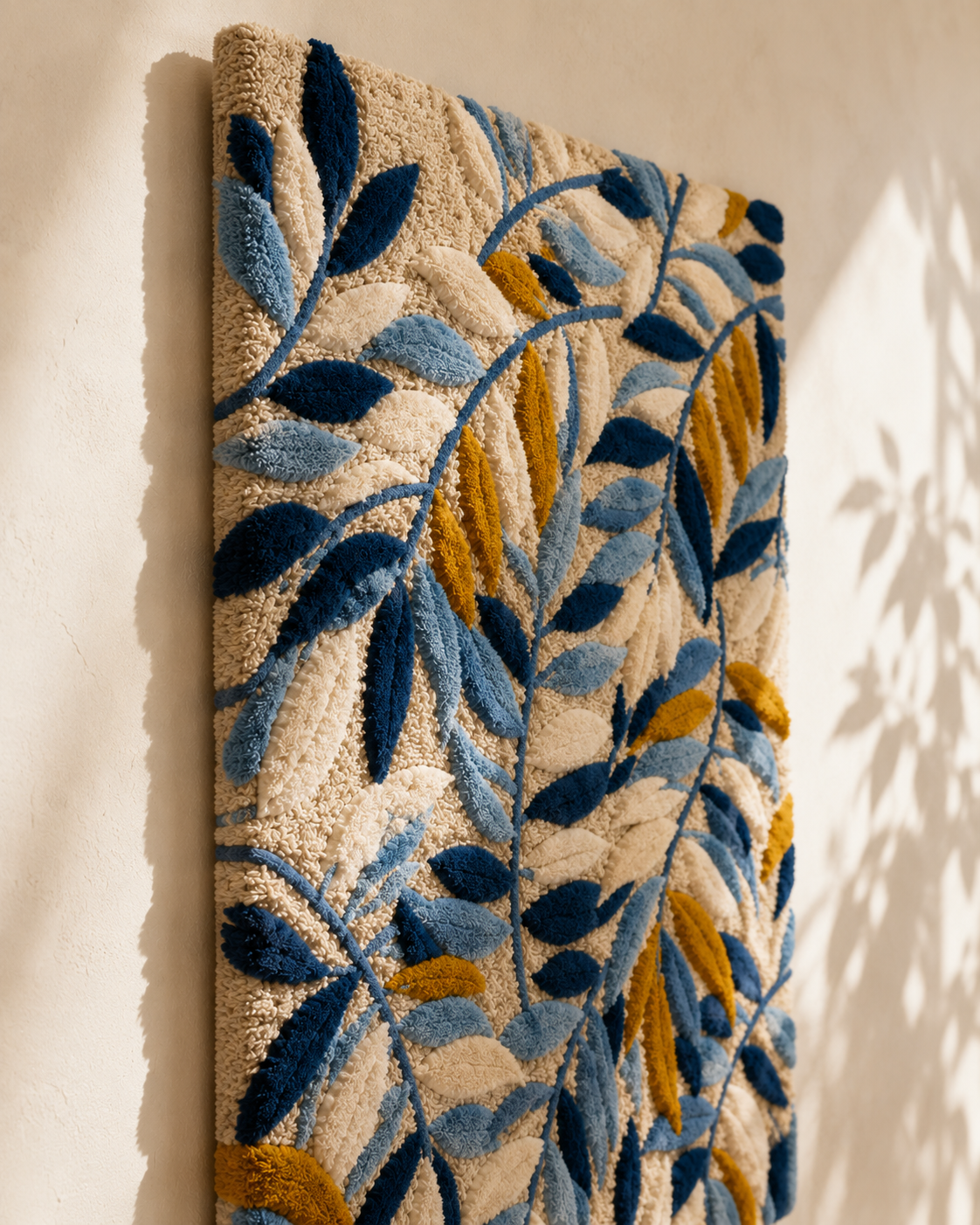 Close-up of Gilded Uplands wall art by Hewn Earth, showcasing intricate gold accents and textured details.