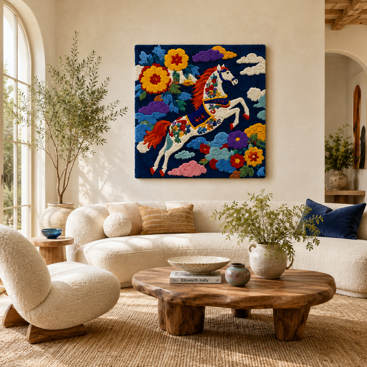 Hewn Earth Ember Yarrow wall art featuring abstract earthy tones and organic design, suitable for modern home decor.