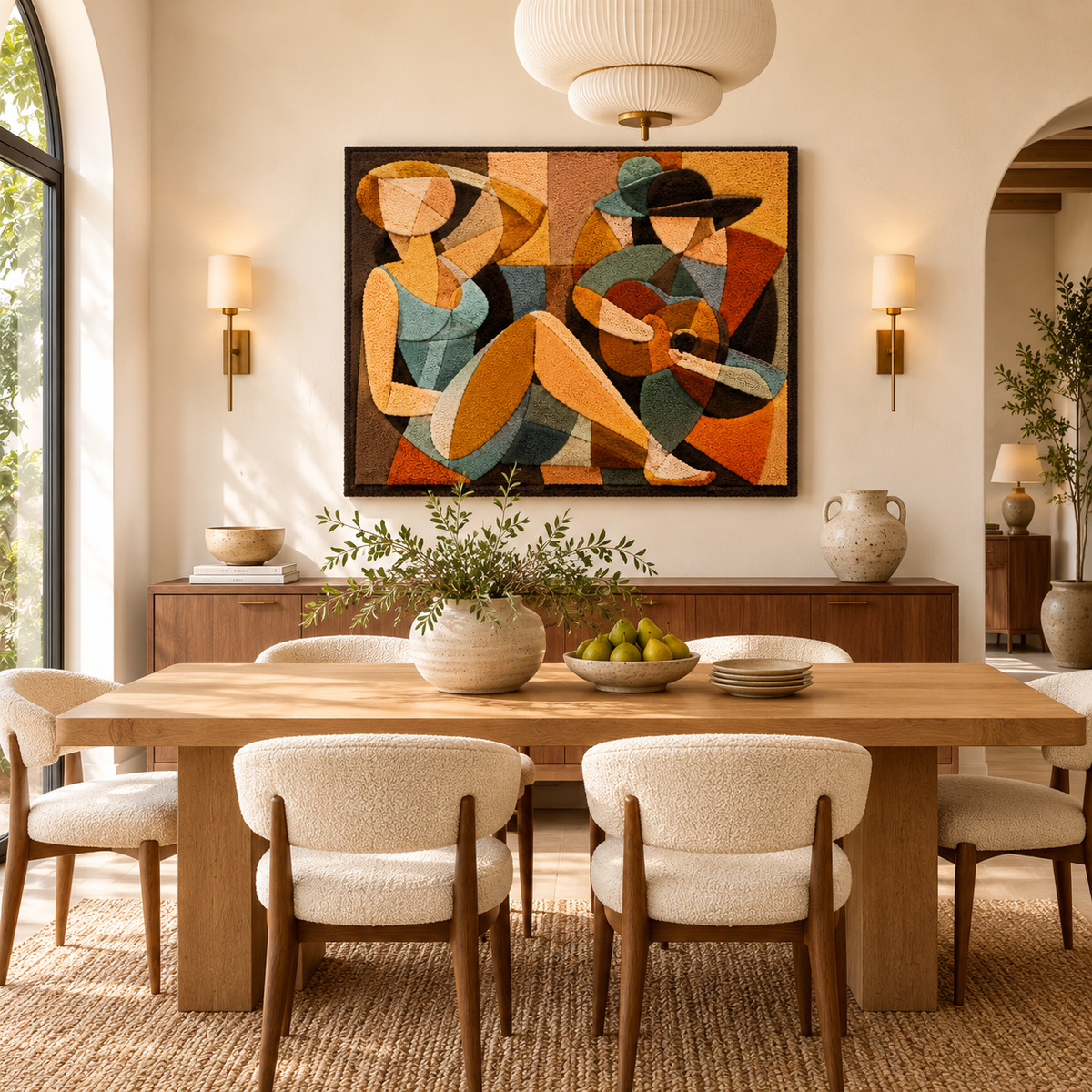 Hewn Earth Gilded Glade wall art featuring a nature-inspired design with gold accents, displayed on a modern room wall.