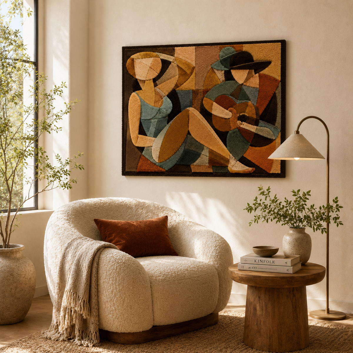 Close-up of Gilded Glade wall art by Hewn Earth, featuring intricate gilded details on a textured background.