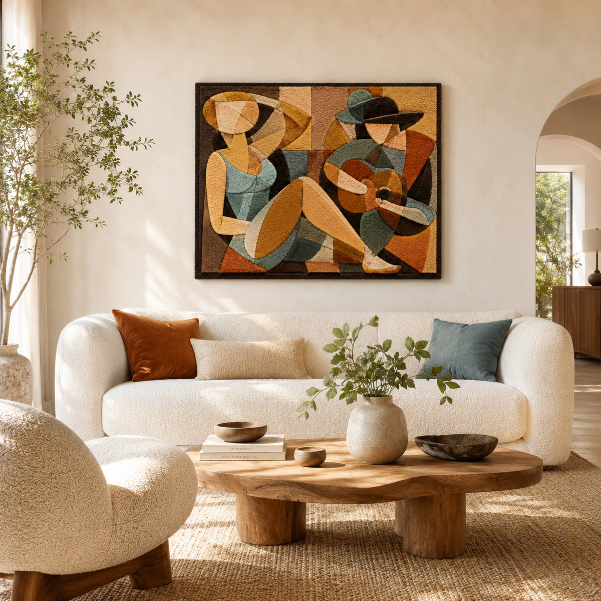 Hewn Earth Gilded Glade wall art featuring a detailed botanical design in gold tones on a neutral background.