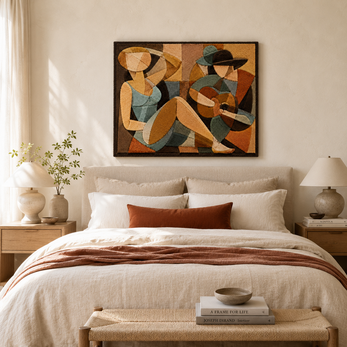 Hewn Earth Gilded Glade wall art featuring a nature-inspired design with gold accents on a neutral background.