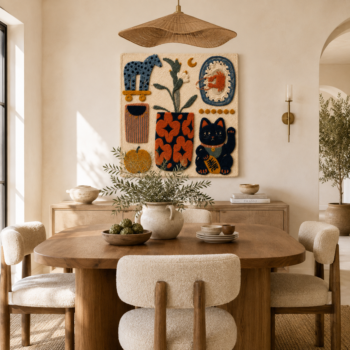 Luminous Copse wall art by Hewn Earth featuring a glowing forest scene with luminous trees and natural earthy tones.
