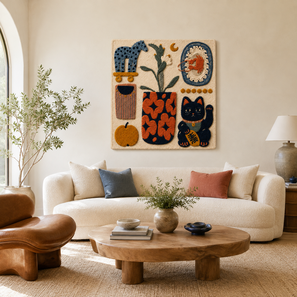 Hewn Earth Luminous Copse wall art featuring a glowing forest scene with vibrant green and warm light accents.