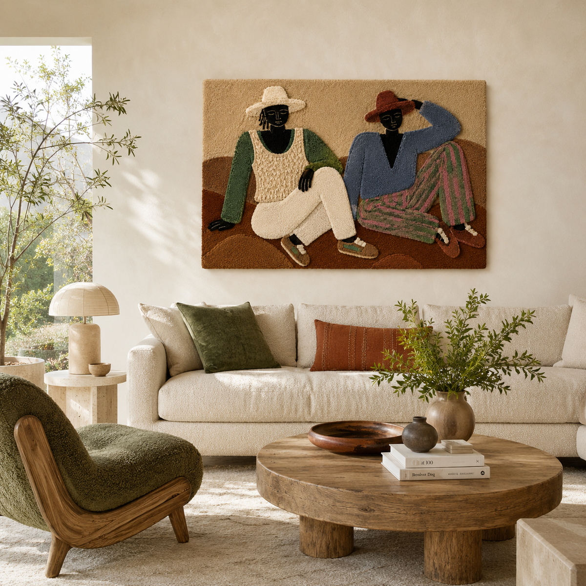 Close-up of the Hewn Earth Afterglow Inlet wall art featuring textured, abstract design with warm earthy tones.