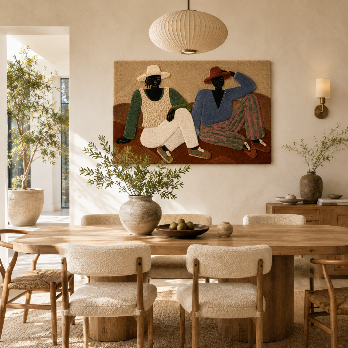 Hewn Earth Afterglow Inlet wall art featuring warm-toned abstract design on a canvas background.