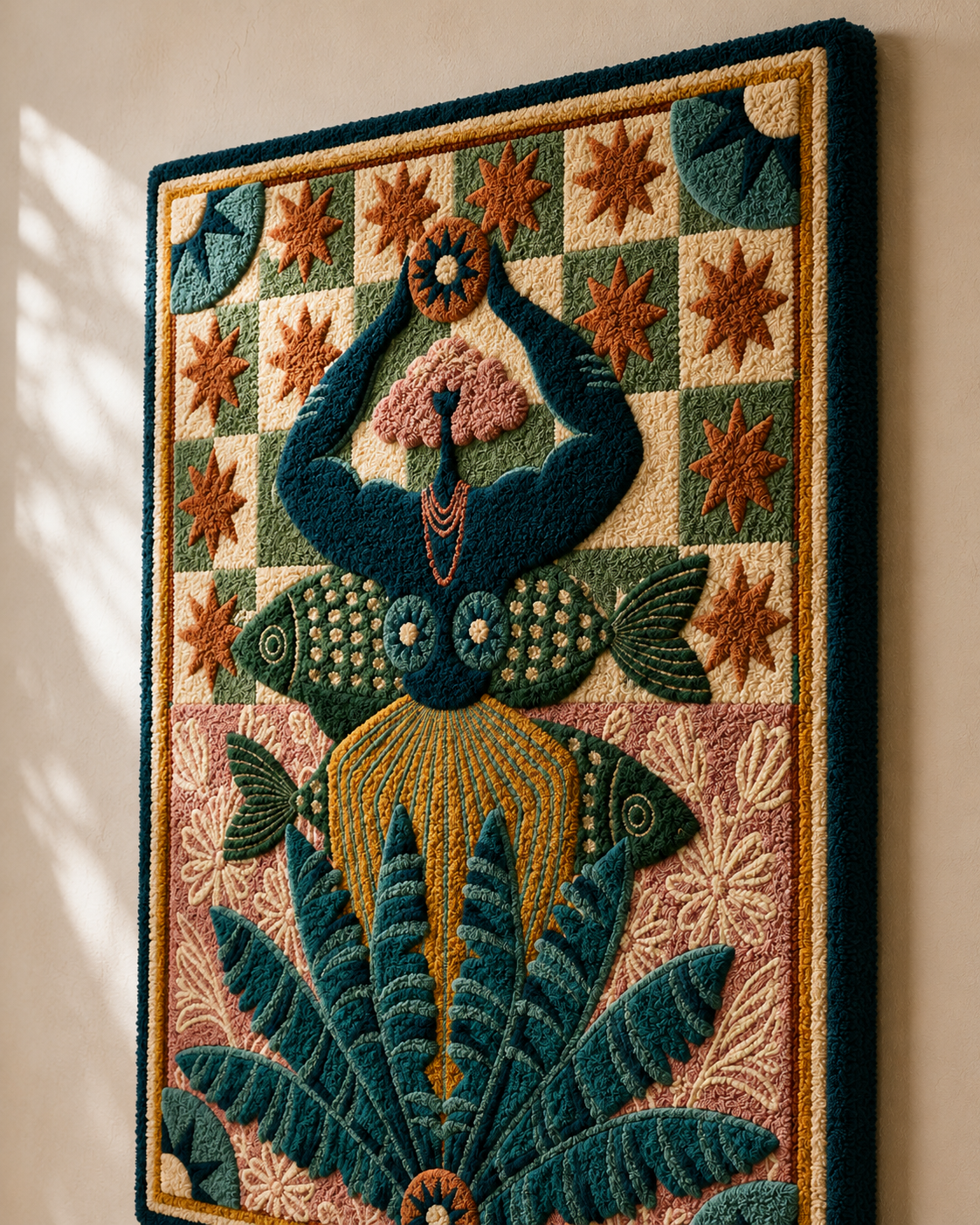 Hewn Earth Cinder Parade wall art featuring abstract earth-toned patterns on a textured canvas.