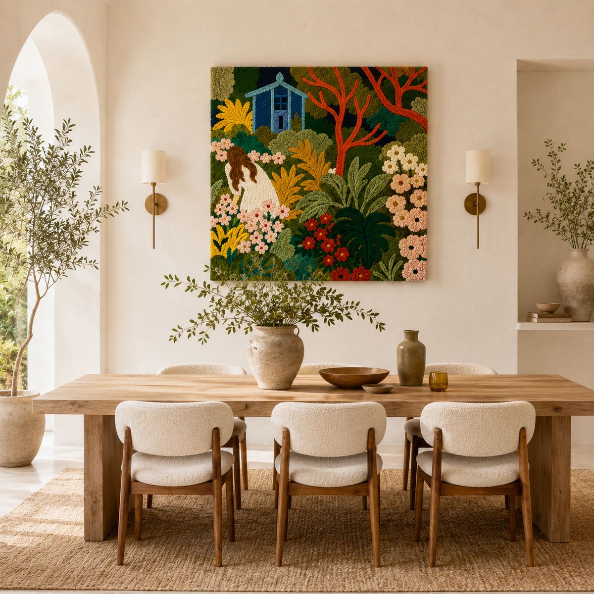 Hewn Earth Ember Wildflower wall art featuring vibrant, detailed wildflower design on textured background for home decor.