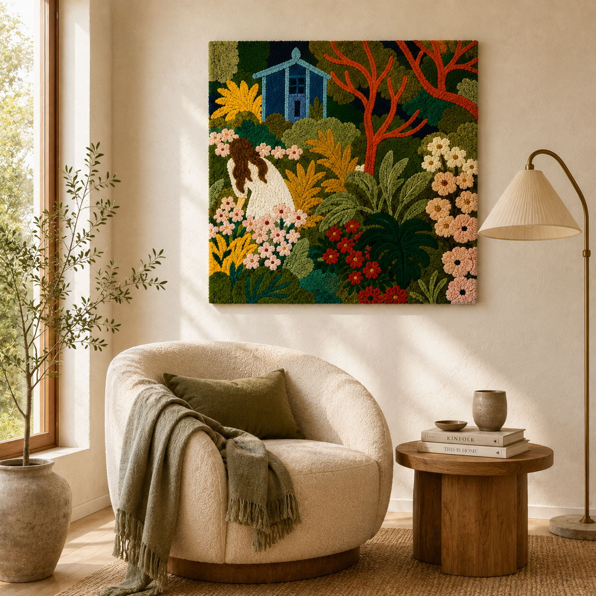 Hewn Earth Ember Wildflower wall art featuring vibrant wildflower illustration on textured background, decorative wall decor.