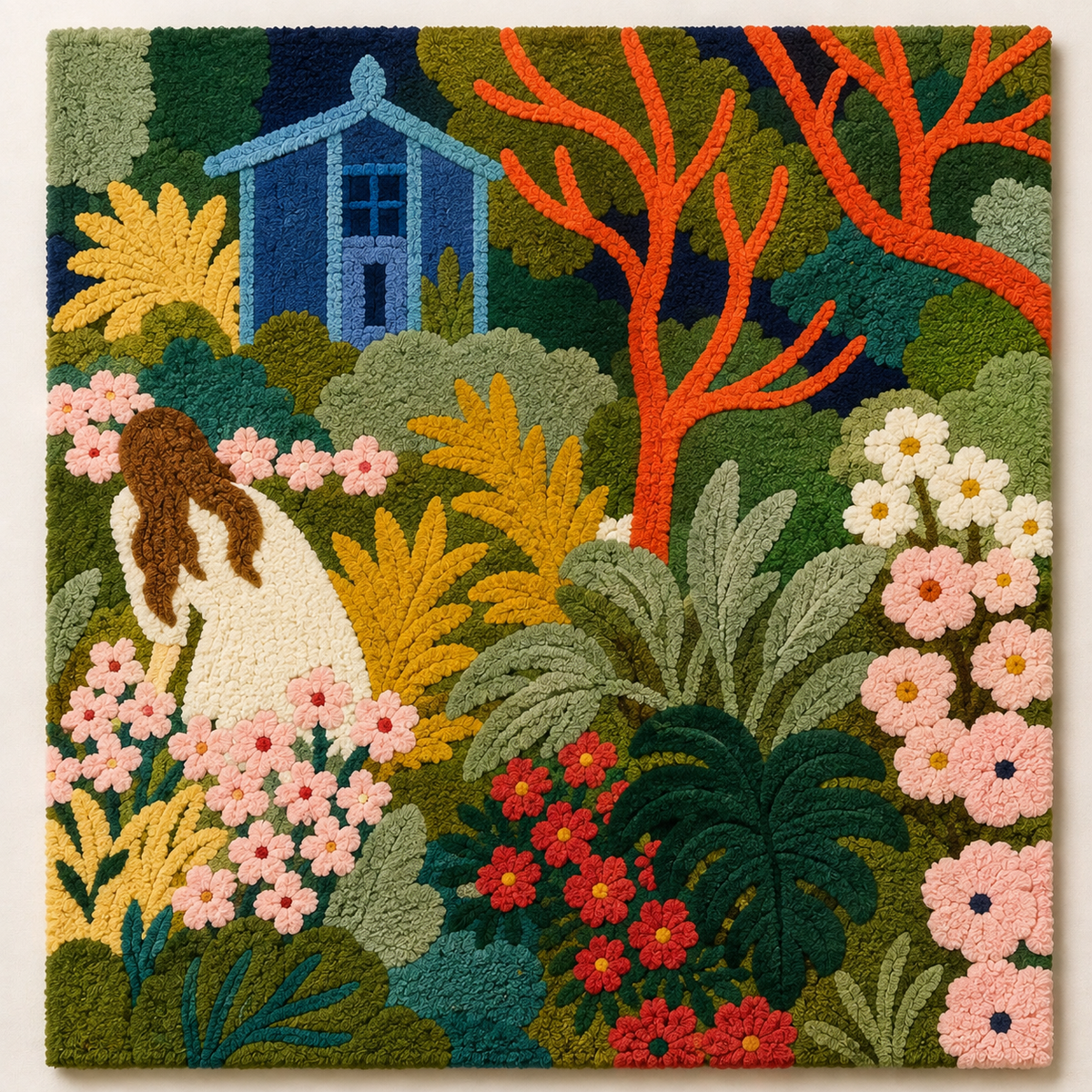 Hewn Earth Ember Wildflower wall art featuring vibrant, detailed wildflower design on a neutral background.