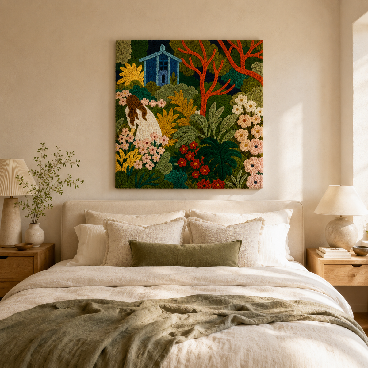 Hewn Earth Ember Wildflower wall art featuring vibrant, detailed floral design on a textured background, ideal for home decor.