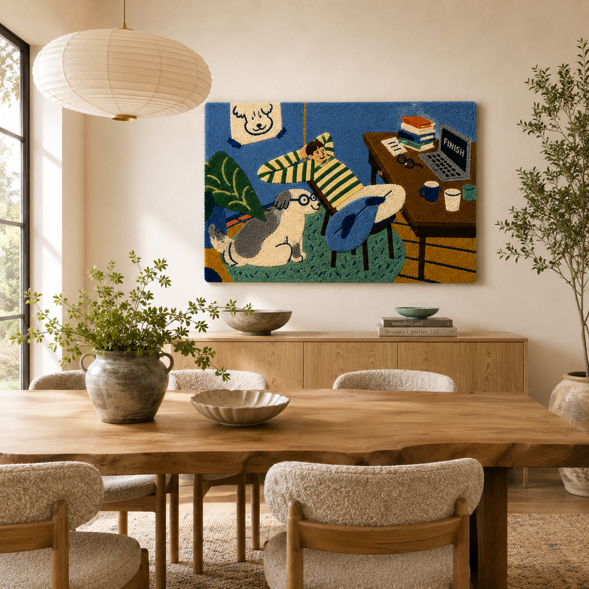 Hewn Earth Gilded Fjord wall art featuring a gilded coastal landscape scene displayed on a wall.