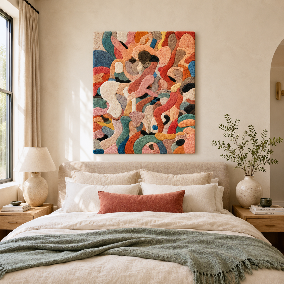 Hewn Earth Cinder Arcade wall art featuring a textured, earthy design with warm tones and intricate detailing.