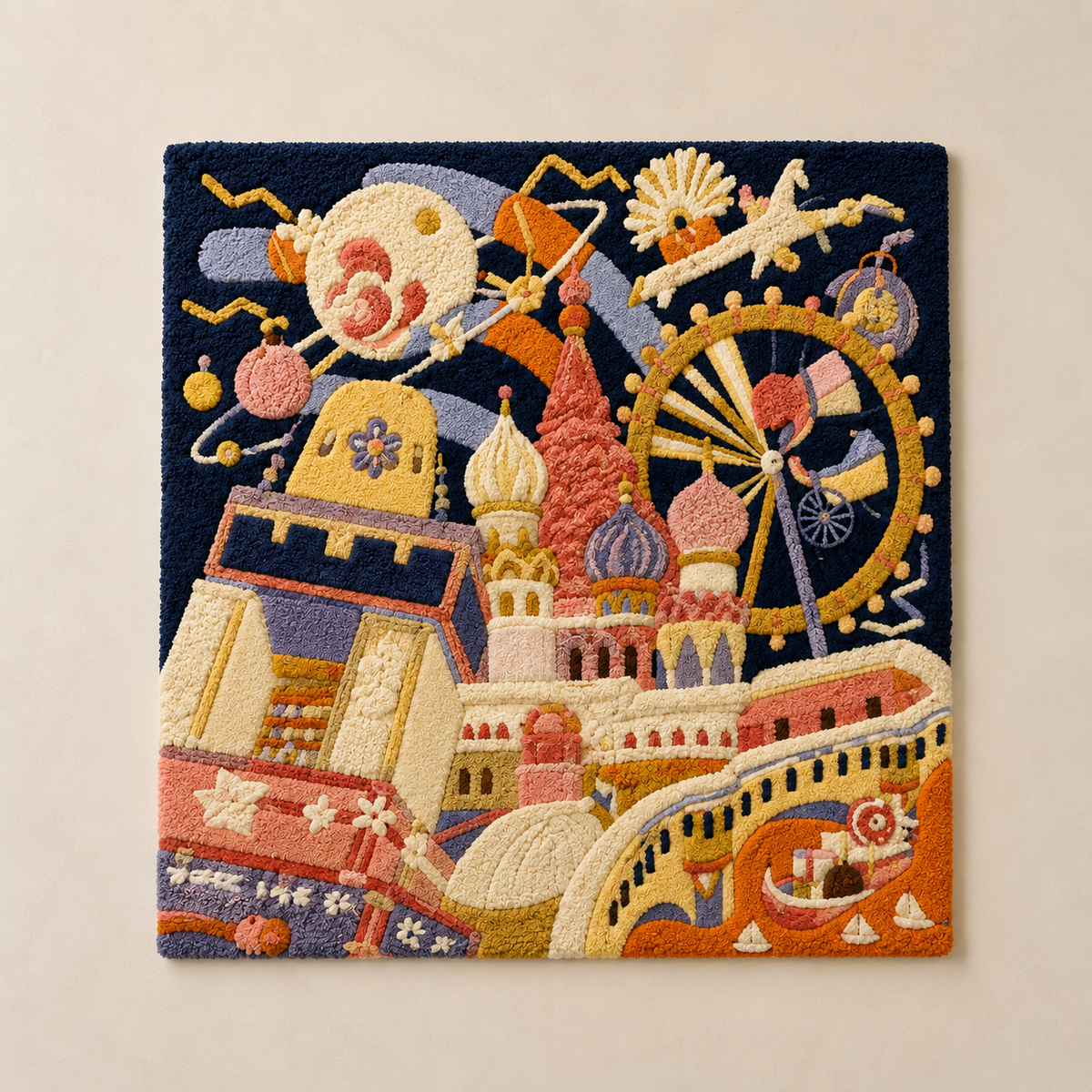 Hewn Earth Ember Harbor wall art featuring a vibrant, abstract design with warm tones and textured details for home decor.